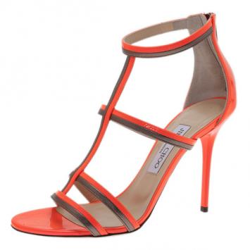 Jimmy Choo Neon Orange Thistle Sandals Size 38.5