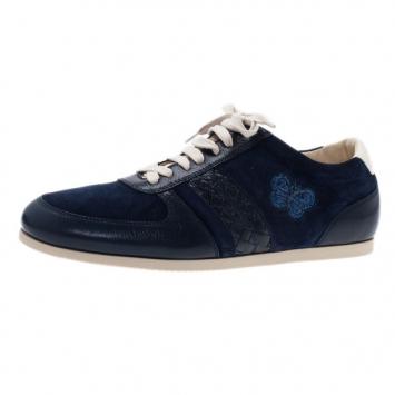 Bottega Veneta Blue Suede and Leather Butterfly Sneakers Size 41