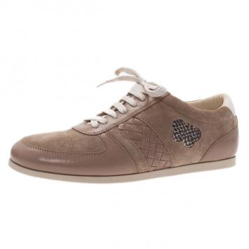Bottega Veneta Beige Suede and Leather Butterfly Sneakers Size 41