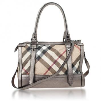 Burberry Nova Check Floral Embossed Boston Satchel