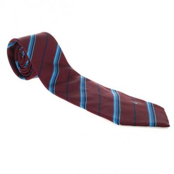 Pre Owned Louis Vuitton Burgundy Striped Tie