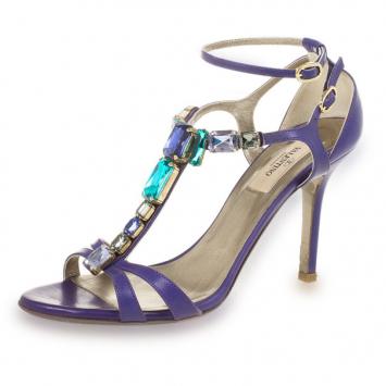 Valentino Purple Crystal T Strap Sandals Size 37.5