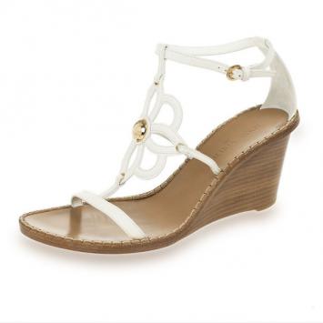 Louis Vuitton White Leather Fidji Wedges Sandals Size 41