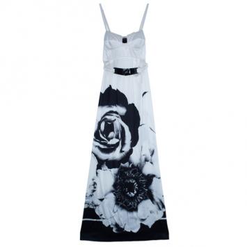 Class by Roberto Cavalli Monochrome Satin Maxi Dress M