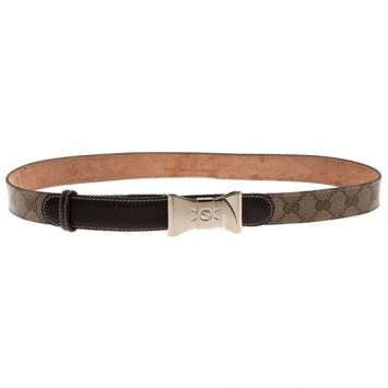 Gucci Guccissima Canvas Bow Buckle Belt 85CM