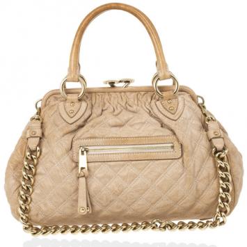 Marc Jacobs Beige Quilted Leather Stam Satchel