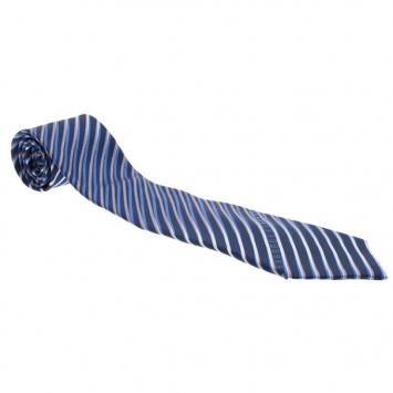 Pre Owned Fendi Blue Striped Silk Tie