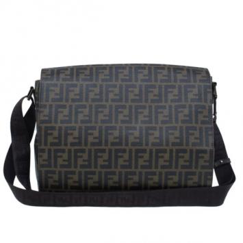Fendi Tobacco Zucca Spalmati Canvas Messenger Bag