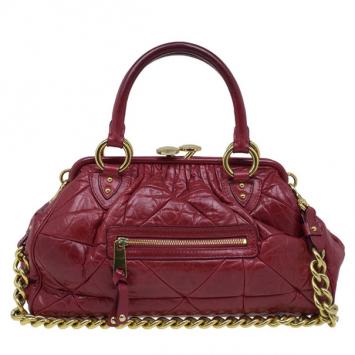 Marc Jacobs Cherry Red Patchwork Leather Stam