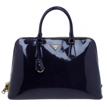 Prada Purple Medium Patent Lux Double Zip Tote