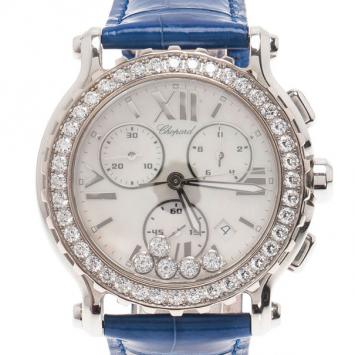 Chopard White Stainless Steel & Gold Happy Sport 288506-2001 Women's Wristwatch 40MM
