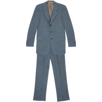 Pre Owned Brioni Blue Cashmere Cupro Suit EU48