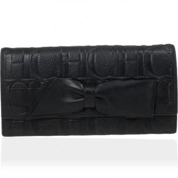 Carolina Herrera CH Black Leather Gigi Continental Wallet