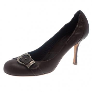 Dior Brown Leather Buckle Pumps Size 39