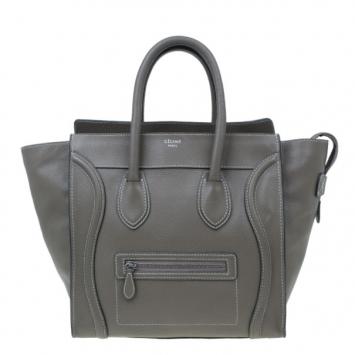 Celine Elephant Grey Leather Mini Luggage Tote