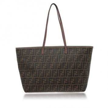 Fendi Brown Zucca Roll Tote
