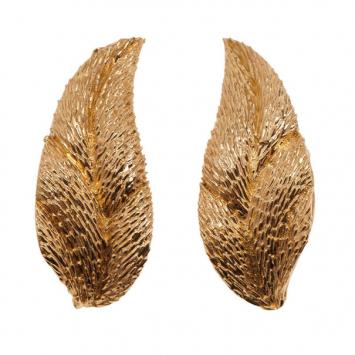 Van Cleef & Arpels Vintage Leaf 18K Yellow Gold Earrings