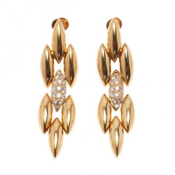 Cartier 18K Yellow Gold Diamond Gentiane Earrings