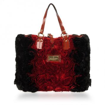 Valentino Red and Black Medium Rosier Tote