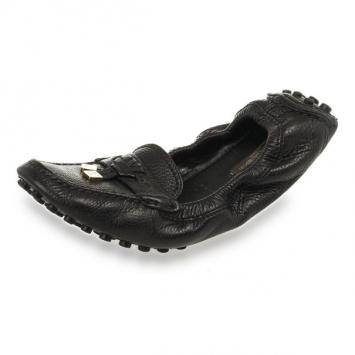 Louis Vuitton Black Leather Lemon Loafers Size 38.5