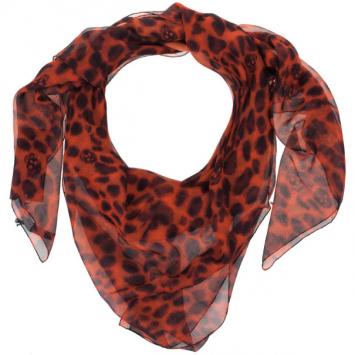 Alexander McQueen Red Leopard Skull Print Square Scarf