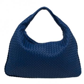 Bottega Veneta Atlantic Blue Nappa Leather Intrecciato Hobo