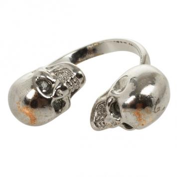 Alexander McQueen Twin Skull Ring Size 53