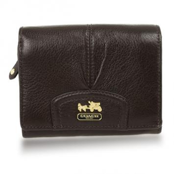 Coach Brown Ashley Leather Compact Clutch Wallet 