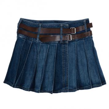 Burberry Denim Pleated Mini Skirt S