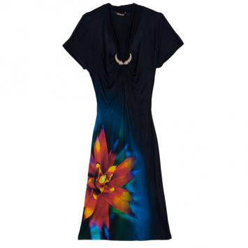 Roberto Cavalli Black Print Dress L