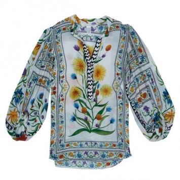 Diane Von Furstenberg Syrah Floral Cotton Top M