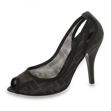 Fendi Zucca Mesh Peep Toe Pumps Size 37