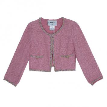 Chanel Rose Tweed Jacket L