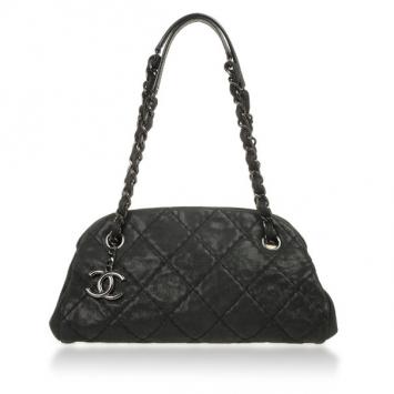 Chanel Black Calfskin Leather Just Mademoiselle Medium Bowler Bag