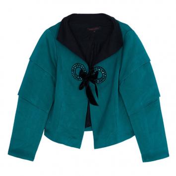 Escada Turquoise Contrast Collar Jacket XS