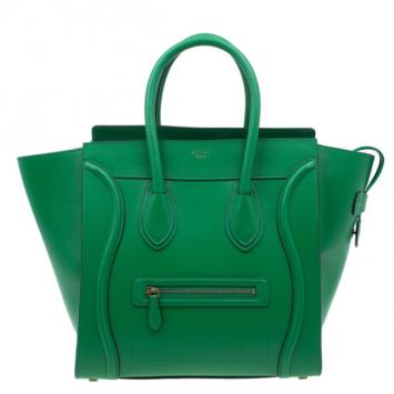 Celine Green Smooth Calfskin Mini Luggage Tote