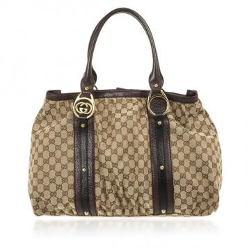 Gucci Monogram GG Canvas Interlocking Medium Tote With Interlocking G Ornament and Studs