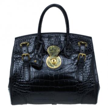 Ralph Lauren Black Alligator Ricky Bag