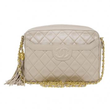 Chanel Beige Lambskin Vintage Tassel Shoulder Bag