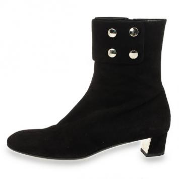Gucci Black Suede Studded Ankle Boots Size 38