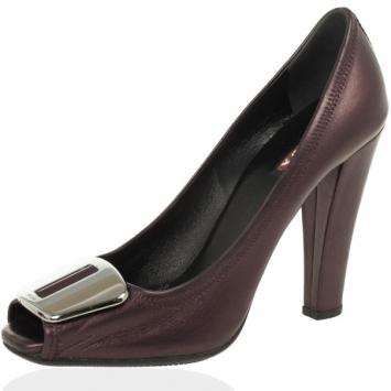 Prada Sport Purple Metallic Open Toe Pumps Size 37.5