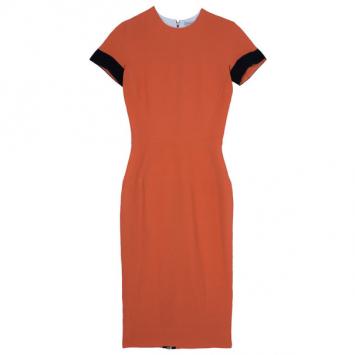 Victoria Beckham Orange Silk and Wool-Blend Dress S