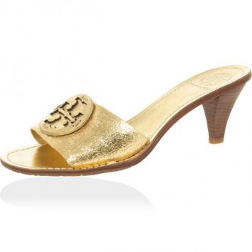 Tory Burch Gold 'Aerin' Slide Sandals Size 38.5