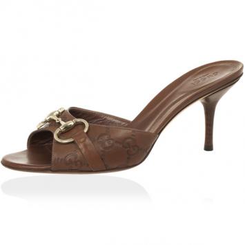 Gucci Brown Guccissima Horsebit Slides Size 37.5