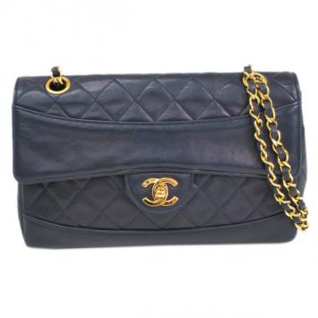 Chanel Navy Blue Double Flap Shoulder Bag