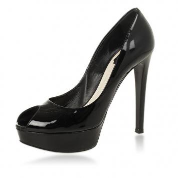Christian Dior Black Patent Miss Dior Peep Toe Platform Pumps Size 38.5