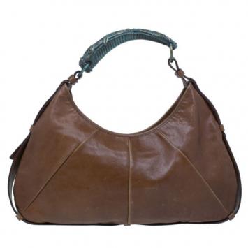 Saint Laurent Paris Brown Leather Small Mombasa Hobo