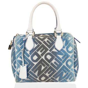 Fendi Forever Blue and White Boston Bag