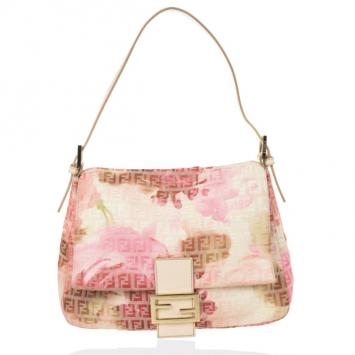 Fendi Pink and White Floral Zucchino Forever Mamma Flap Bag