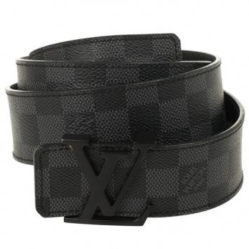 Pre Owned Louis Vuitton Damier Graphite Initials Belt 95 CM